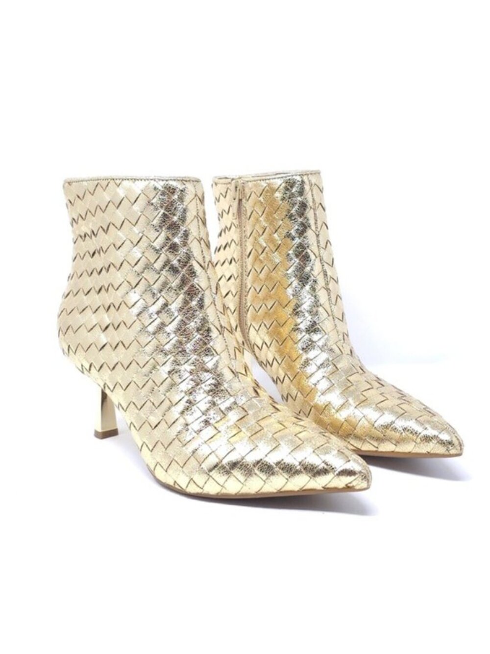 INC International Concepts Ankle Boots Raisiep Gold Woven Size 6.5 M - Picture 2 of 12